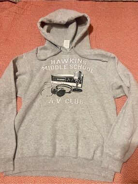 Gray Hawkins Middle School A.V. Club Hooded Sweatshirt STRANGER THINGS